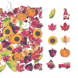 Chenkou Craft Assorted 100pcs Mix Sizes Styles Colors Wood Buttons Craft Sewing Button (Assorted, Assorted) (Yellow,Autumn)