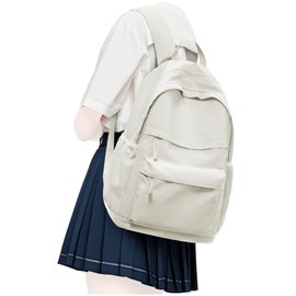 Lightweight School Travel Water Resistant Rucksack Backpack, Laptop Casual Daypack College Secondary School Bags BookBag for Teenage Girls Boys Women Men, Belge