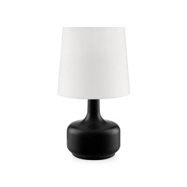 HomeRoots 17" Black Metal Bedside Table Lamp With White Shade