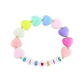 Azusa Sun Colorful Big Sister Bracelet Heart Letter Beads Big Sis Announcement Stretch Bracelet for Women Christmas Birthday New Year Gift Y2K Jewelry-Multi BIG