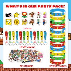 Mario Birthday Party Supplies, 86PCS Birthday Gifts Set for Mario Theme Party