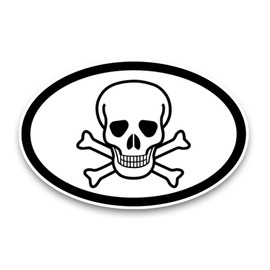 Magnet Me Up Skull and Crossbones Oval Magnet Decal, 4x6 Inches, Heavy Duty Automotive Magnet for Car Truck SUV Decorative Magnets for Fridge and Home Kitchen Office Whiteboard Locker Accessories