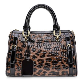 AIDRANI Genuine leather Leopard print women's bag women's texture cowhide handbag large capacity shoulder messenger Removable shoulder strap Crocodile print designer wallets leopard cheetah purse