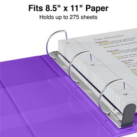 Staples Heavy Duty 1-inch 3-Ring View Binder with D-Rings and Four Interior Pockets, Purple, 3/Pack (ST56307-CCVS)