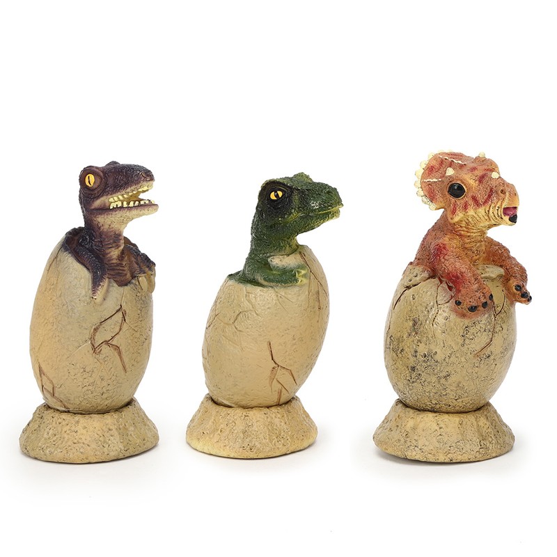 3PCS Cute Hatching Growing Dinosaur Eggs Model with Base for