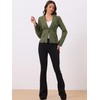 Allegra K Women's Notched Lapel One Button Long Sleeve Washed