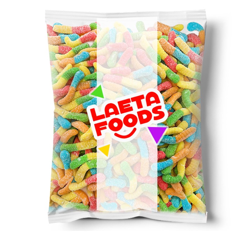 Sour Neon Gummy Worms | 1 Pound Bag | Assorted