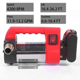 12GPM Diesel Transfer Pump, Cordless Battery Powered Fuel Transfer Pump, Portable Self Priming Transfer Pump for Kerosene Oil Change Extraction Boat Truck Lawn Mower, 2x Rechargeable Battery