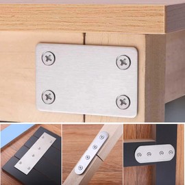 2 Pcs Flat Joining Plates, 50mm x 140mm Stainless Steel Flat Brackets, for Wood Metal Furniture Fixing Repair Connector