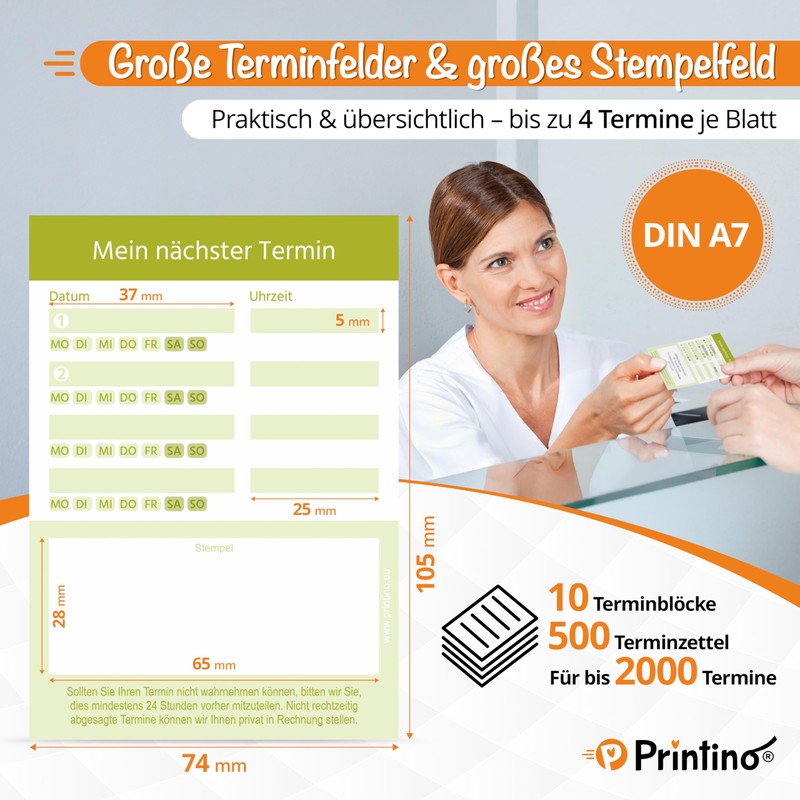 PRINTINO ‎ 10 Appointment Pads, 50 Appointment Notes, DIN A7,