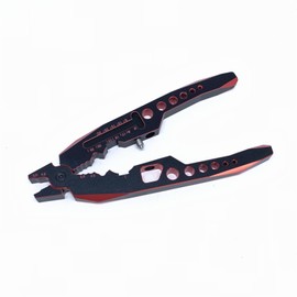 KingVal Metal Multifunction RC Shock Absorber Plier Tie Rod Ball Joint Clamp RC Tool for 1/8 1/10 RC Car (Black-Red)