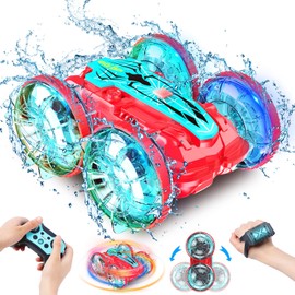 Xander Amphibious Remote Control Car Boat, 360 Degree Rotating Waterproof RC Stunt Car, Gesture Sensor 4WD Remote Controlled Off-Road Toy Car for Kids Ages 8-12, Boys Girls Gifts
