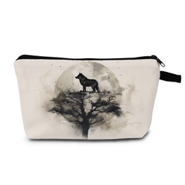 MoCaliduccious Tree wolf Makeup Bag for Women Travel Cosmetic Organizer Bag Teacher Appreciation Gifts Small Zipper Toiletry Bag