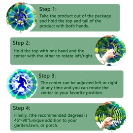 12 inch Bigfoot 3D Stainless Steel Wind Spinners, Hanging Garden Spinner Kinetic Art Garden Decorations, Reflective Wind Sculpture for Indoor/Outdoor Decor