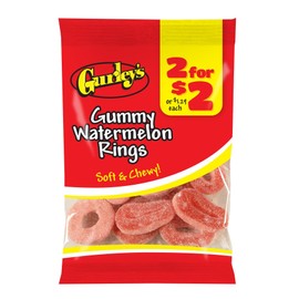 Gurley's Watermelon Gummi Rings, Sweet Summer-Flavored Candy (Pack of 12)