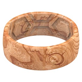 ThunderFit Silicone Wedding Rings for Men, Breathable Printed Design Rubber Engagement Bands 8mm Wide 2mm Thick