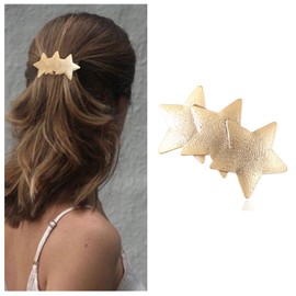 Enautoabs French Metal Hair Clip For Women Gold Star Hair Clip Headwear Large Star Geometric Hair Clips Star Shape Hair Clip Ponytail Holder Hair Clip Decorative