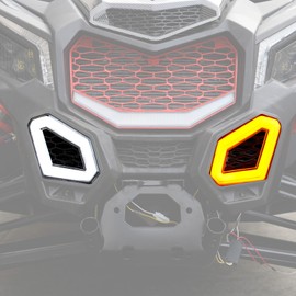 HAKA TOUGH LED Grill Lights for Can Am Maverick X3 Accessories, Accent Lights Auxiliary DRL Spotlight for Can Am X3 MAX 2017-2023 Turn Signal Lights 2Pcs