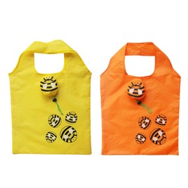 UPKOCH 2pcs Reusable Shopping Bags Foldable Grocery Tote Polyester Washable Cloth Bags with Bee Pattern Random Color