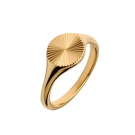 Sincerely Hooked 18K Gold Plated Round Twisted Signet Ring, Delicate Jewelry Gift, Size 6 to 8 (7)