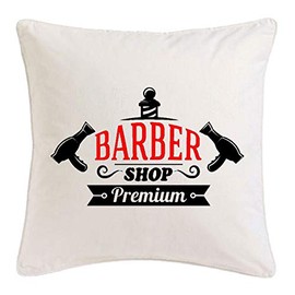 Barber – Zierkissenbezug 40x40 cm Baumwolle – Shop Friseur Friseuse Bart Vollbart – Wohnaccessoire Liebe