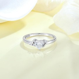 Vemhel Heart Rings 925 Sterling Silver Love Heart Rings Cubic Zirconia Jewelry for Women - Size9