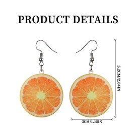 1 Pair of Earrings Orange, Orange Earrings Women, Statement Hanging Blood Orange, Hanging Fashion Jewellery for Birthday Party Gift, Women's Orange Earring, Acrylic, No