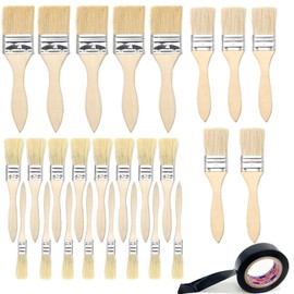 Duoleimi Flachpinsel Set, Pinselset mit 26 Stück (23/40/45/55 mm), Malerpinsel Set mit Holzgriff für Farben Lack Klebstoffe, Flachpinsel Lasurpinsel für DIY, Pinselset Malerbedarf zum Streichen