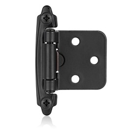 Vallecloud 4 Pack (2 Pair) Matte Black Self Closing Cabinet Hinges for Flush Mount Kitchen Cabinet Door, 1/2" Overlay (Variable) Face Frame Semi Concealed Kitchen Cabinet Hinges