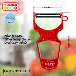 The Kosher Cook Y Vegetable Peeler - Heavy Duty, Ultra Sharp Stainless Steel Blade - Swiss Peeler - Ergonomic Plastic Handle - Color Coded Kitchen Tools - Red