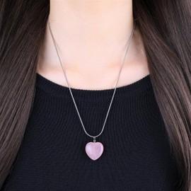 COAI Heart Rose Quartz, Love Fulfillment Necklace, Women's, rose quartz, Quartz