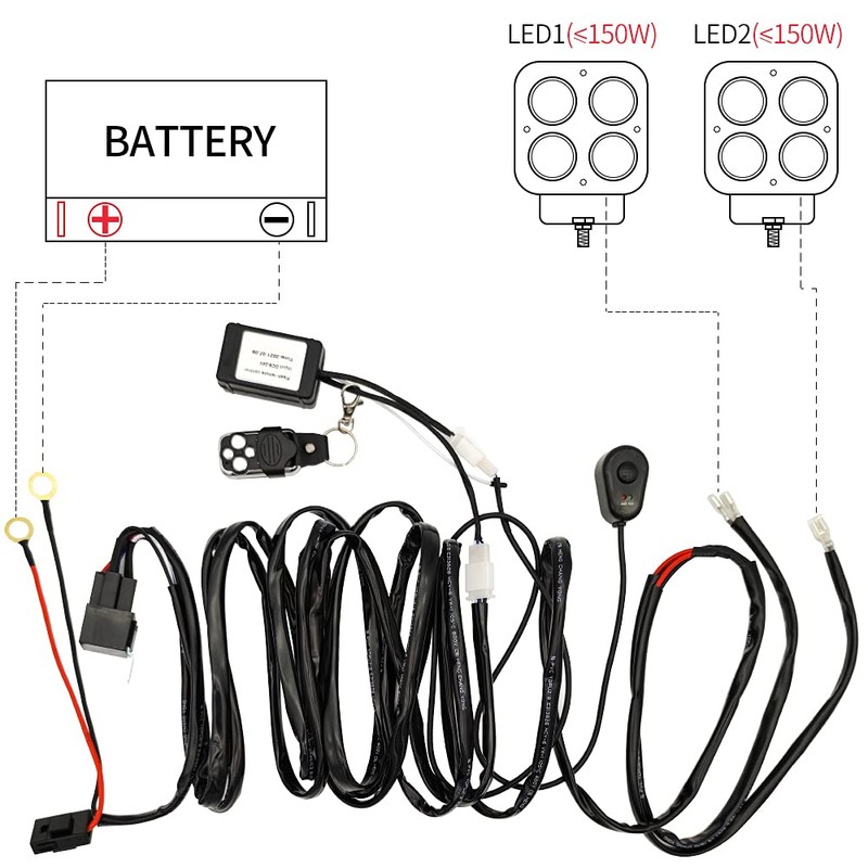 LED Work Lights Bar Remote Wiring Harness Kit 12V 40A