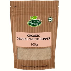 Organic Ground White Pepper 100g by Hatton Hill Organic | Milled, Powder, Aromatic Spice for Gourmet Cooking