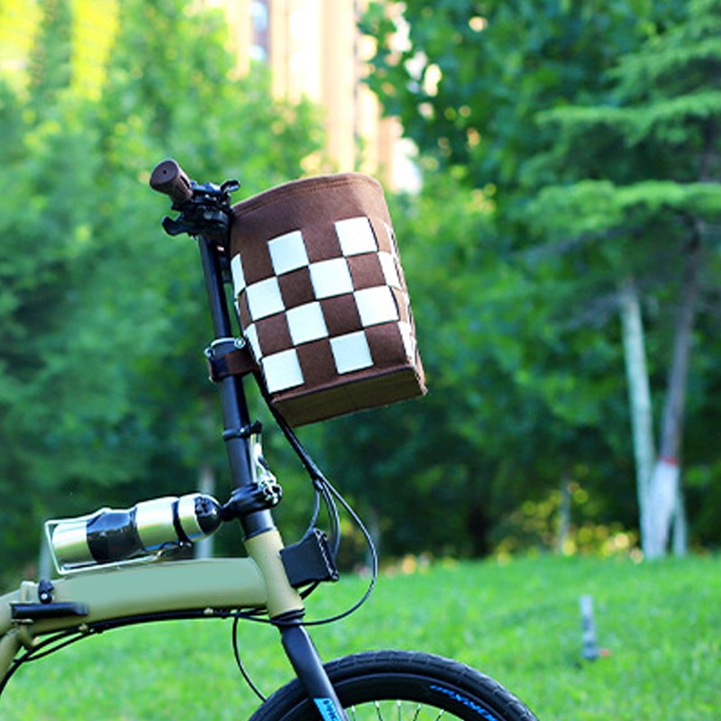 Felt Bicycle Basket Felt Cloth Foldable Detachable Brown and White