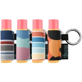 Beautyflier Cute Elastic Lip Balm Holder Keychain, Lipstick Sleeve Chapstick Sleeve, Geometry, 4pcs, 2.35 x 0.86 IN