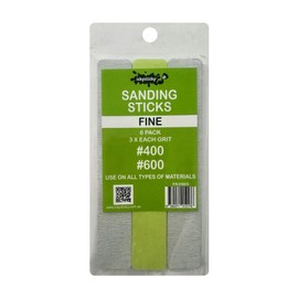 ICKYSTICKY FINE Grits Sanding Sticks or Boards Ideal for Woodworking Hobby Arts Crafts Models Mixed Grits and Lengths Cushioned Abrasive 6pack