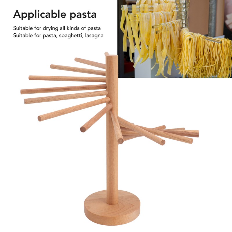 Collapsible Pasta Drying Rack 18 Bars Wooden Spaghetti Stand Dryer