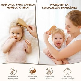 4PCS Cepillo para Bebe,Peine Recién Nacido,Cepillo para Bebe se Utilizan Masajear el Cuero Cabelludo Peinar el Cabello,Peine Tiene un Diseño Ergonómic