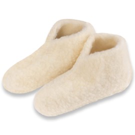 Formalind Sheep's Wool Bed Shoes - Foot Warmer for Especially Cold Feet - Wool Slippers, natural