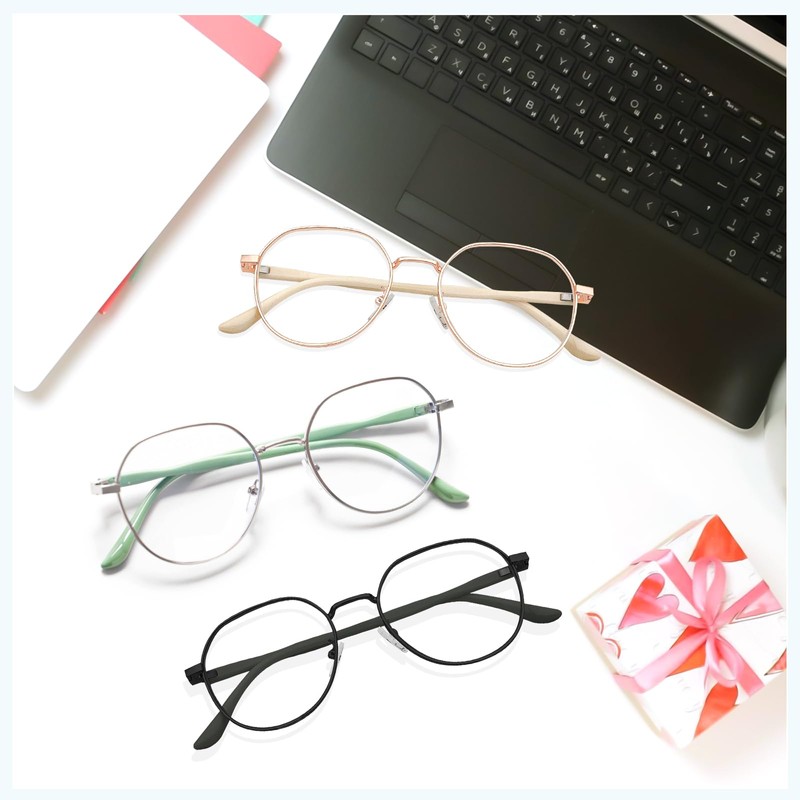 PEYEOISD 3PCS Fashion Round Reading Glasses 3.5 for Men&Women, Super