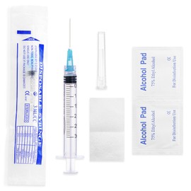 Ylemnf 3cc Syringe 3ml 23 Gauge 1 Inch 25mm with Disposable Gauze Pads, Individual Package, 20 Pack