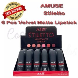 Amuse New Set Long Lasting Matte Lipstick Amuse 6 PCs Stiletto Velvet Matte Lipsticks