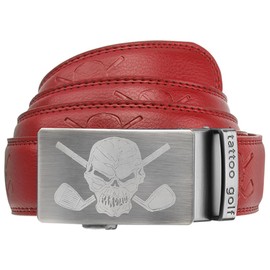 Generic Tattoo Golf Red Leather Ratchet Belt One Size Fits Most