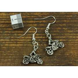 Miniblings Motorcyclist Earrings Motorbike Rider Biker Silver Handmade Fashion Jewellery I Earrings Silver-Plated, Metal, No Gemstone
