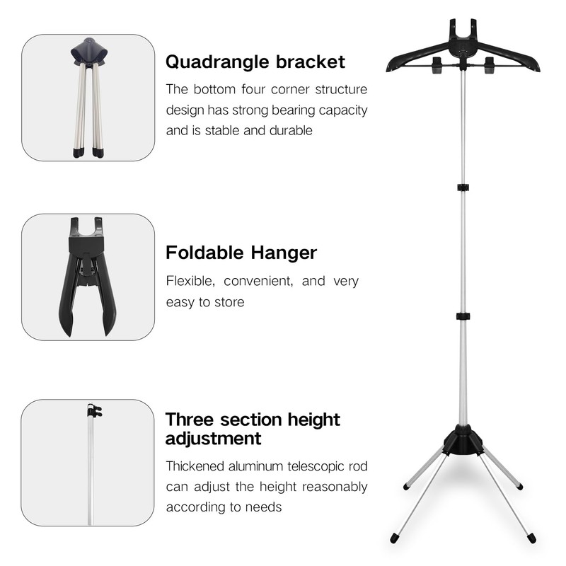 Adjustable Garment Steamer Rack & Ironing Glove, Black