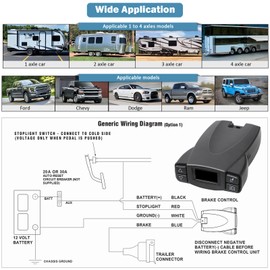 FEITON 90195 Electric Proportional Trailer Brake Controller Kit, Fit for Silverado, Ram, Tacoma, Universal Wireless Boost Controller, Replace for Curt Tekonsha P3 Prodigy Brake Controller