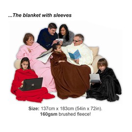 Snug Rug Cosy Blanket With Sleeves GENUINE SnugRug Sleeved Blankets Super Soft 160gsm Fleece Soft Fabric Oversized Sleeves and Pouch Pocket Adults Size (Pink)