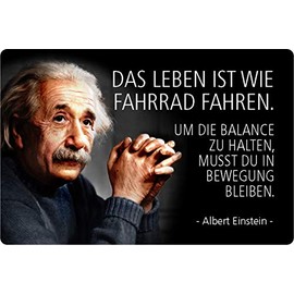 Schatzmix Metal Sign with Einstein Quote “Das Leben ist wie Fahrrad", Wall Decoration, 20 x 30 cm Tin Sign, Sheet Metal, Multi-Coloured