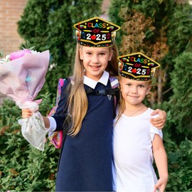 HEYINSHEN 24 Pcs Kindergarten Graduation Hats Paper Graduation Crown for Kids Preschool Graduation Caps Class of 2025 Preschool Graduation Cap with 24 Elastic String for Grad Party Student Supplies