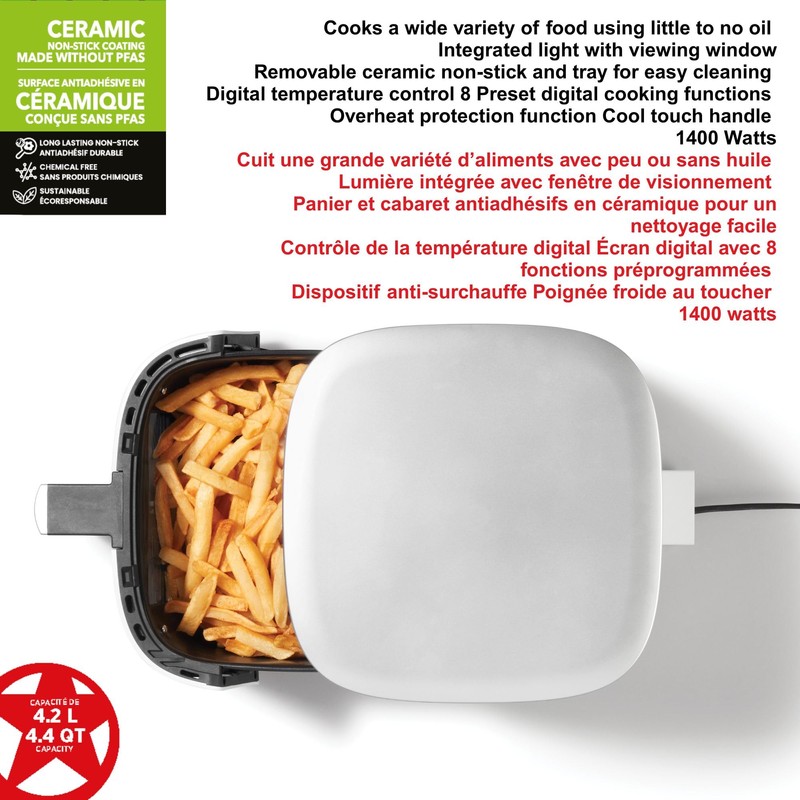 Starfrit Electric Digital Air Fryer - 4.2L Capacity - Ceramic